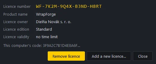 Licence window
