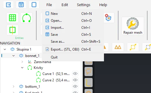 File menu