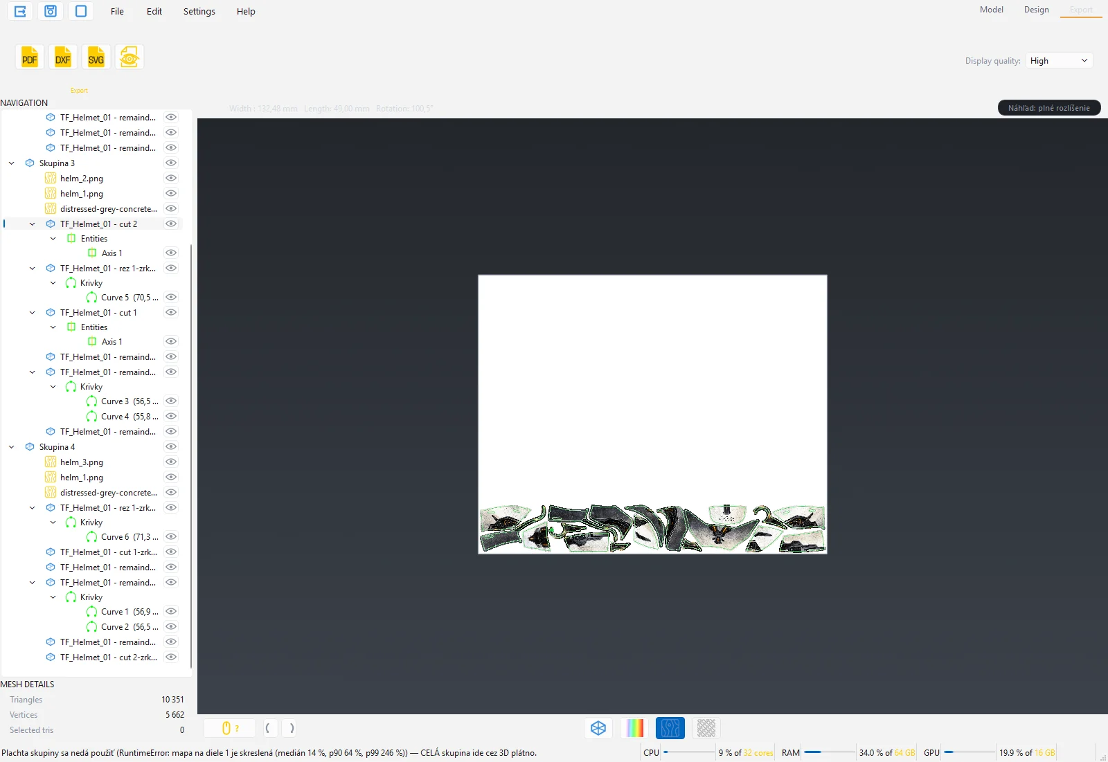 Finished PDF file with cut contours