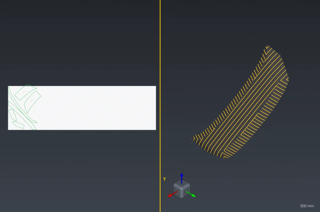 Smer vlákna premietnutý na 3D model kapoty
