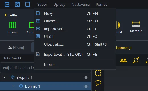 Menu Súbor