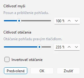 Okno Nastavenie ovládania