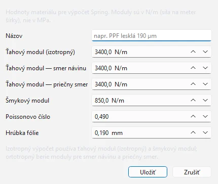 Okno Nový materiál